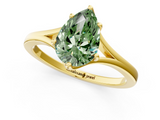 Yellow gold Fancy Green Pear  Solitaire Diamond Ring with Six-Prong Setting and Tapered Band_18