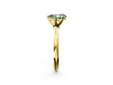 Yellow gold Fancy Green Pear  Solitaire Diamond Ring with Six-Prong Setting on a Classic Band 2