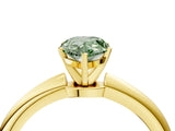 Yellow gold Fancy Green Pear  Solitaire Diamond Ring with Six-Prong Setting on a Classic Band 4