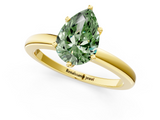 Yellow gold Fancy Green Pear  Solitaire Diamond Ring with Six-Prong Setting on a Classic Band_4