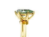 Yellow gold Fancy Green Pear  Solitaire Diamond Ring with Six-Prong Setting on a Classic Band_8