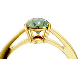 Yellow gold Fancy Green Pear  Solitaire Diamond Ring with Split Shank and Four-Prong Setting_16