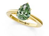 Yellow gold Fancy Green Pear  Solitaire Diamond Ring with Split Shank and Four-Prong Setting_21