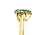 Yellow gold Fancy Green Pear  Solitaire Diamond Ring with Split Shank and Four-Prong Setting_25