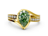Yellow gold Fancy Green Pear  Solitaire Diamond Ring with Split Shank and Prong Setting_40