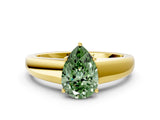 Yellow gold Fancy Green Pear  Solitaire Diamond Ring with Tapered Band and Four-Prong Setting_49