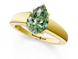 Yellow gold Fancy Green Pear  Solitaire Diamond Ring with Tapered Band and Four-Prong Setting_50