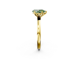 Yellow gold Fancy Green Pear  Solitaire Diamond Ring with Thin Band and Four-Prong Setting_5