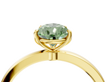 Yellow gold Fancy Green Pear  Solitaire Diamond Ring with Thin Band and Four-Prong Setting_7