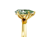 Yellow gold Fancy Green Pear  Solitaire Diamond Ring with Thin Band and Four-Prong Setting_8