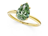 Yellow gold Fancy Green Pear  Solitaire Diamond Ring with a Classic Band and Four-Prong Setting 1