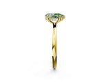Yellow gold Fancy Green Pear  Solitaire Diamond Ring with a Classic Band and Four-Prong Setting 2