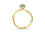 Yellow gold Fancy Green Pear  Solitaire Diamond Ring with a Classic Band and Four-Prong Setting 3