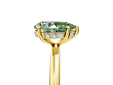 Yellow gold Fancy Green Pear  Solitaire Diamond Ring with a Classic Band and Four-Prong Setting 5