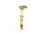 Yellow gold Fancy Green Pear  Solitaire Diamond Twisted Band with Four-Prong Setting_65