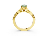 Yellow gold Fancy Green Pear  Solitaire Diamond Twisted Band with Four-Prong Setting_66
