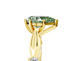Yellow gold Fancy Green Pear  Solitaire Diamond Twisted Band with Four-Prong Setting_68