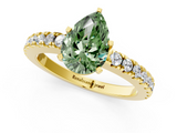 Yellow gold Fancy Green Pear  Solitaire Diamond with Pavé Band and Four-Prong Setting_33