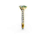 Yellow gold Fancy Green Pear  Solitaire Diamond with Pavé Band and Four-Prong Setting_34