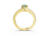 Yellow gold Fancy Green Pear  Solitaire Diamond with Pavé Band and Four-Prong Setting_35