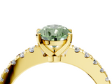 Yellow gold Fancy Green Pear  Solitaire Diamond with Pavé Band and Four-Prong Setting_36