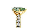Yellow gold Fancy Green Pear  Solitaire Diamond with Pavé Band and Four-Prong Setting_37