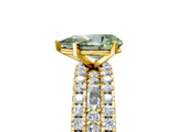 Yellow gold Fancy Green Pear  Solitaire Diamond with Pave and Channel Set Band_79