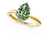 Yellow gold Fancy Green Pear  Solitaire Engagement Ring with Cathedral Band and Four-Prong Setting_21