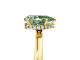 Yellow gold Fancy Green Pear  Solitaire Engagement Ring with Cathedral Band and Four-Prong Setting_25