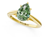 Yellow gold Fancy Green Pear  Solitaire Engagement Ring with Four-Prong Setting and Classic Band 1