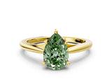Yellow gold Fancy Green Pear  Solitaire Engagement Ring with Four-Prong Setting and Classic Band