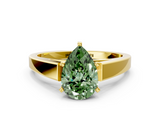 Yellow gold Fancy Green Pear  Solitaire Engagement Ring with Four-Prong Setting and Tapered Band_3