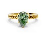 Yellow gold Fancy Green Pear  Solitaire Engagement Ring with Scrollwork Band and Four-Prong Setting_113