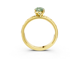 Yellow gold Fancy Green Pear  Solitaire Engagement Ring with Scrollwork Band and Four-Prong Setting_116