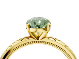 Yellow gold Fancy Green Pear  Solitaire Engagement Ring with Scrollwork Band and Four-Prong Setting_117