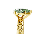 Yellow gold Fancy Green Pear  Solitaire Engagement Ring with Scrollwork Band and Four-Prong Setting_118