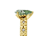 Yellow gold Fancy Green Pear  Solitaire Floral Milgrain Engagement Ring_36