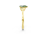 Yellow gold Fancy Green Pear  Solitaire Heart Prong Engagement Ring with Tapered Band_57