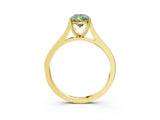 Yellow gold Fancy Green Pear  Solitaire Heart Prong Engagement Ring with Tapered Band_58