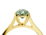 Yellow gold Fancy Green Pear  Solitaire Heart Prong Engagement Ring with Tapered Band_59