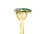 Yellow gold Fancy Green Pear  Solitaire Heart Prong Engagement Ring with Tapered Band_60
