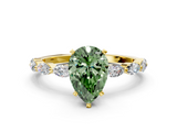 Yellow gold Fancy Green Pear  Solitaire Marquise Side Stone Prong Setting Ring_44