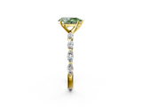 Yellow gold Fancy Green Pear  Solitaire Marquise Side Stone Prong Setting Ring_46