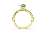 Yellow gold Fancy Green Pear  Solitaire Marquise Side Stone Prong Setting Ring_47