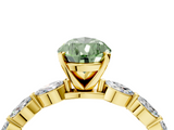 Yellow gold Fancy Green Pear  Solitaire Marquise Side Stone Prong Setting Ring_48