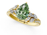 Yellow gold Fancy Green Pear  Solitaire Marquise Twist Band with Six-Prong Setting_82