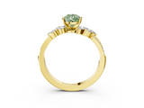 Yellow gold Fancy Green Pear  Solitaire Marquise Twist Band with Six-Prong Setting_84