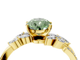 Yellow gold Fancy Green Pear  Solitaire Marquise Twist Band with Six-Prong Setting_85