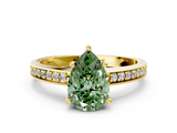 Yellow gold Fancy Green Pear  Solitaire Pavé Band Prong Setting Ring_20