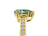 Yellow gold Fancy Green Pear  Solitaire Pavé Band Prong Setting Ring_25